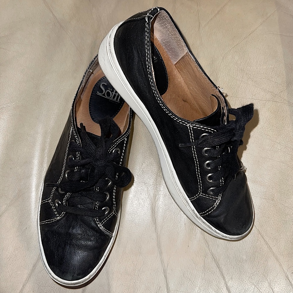 Black leather platforms